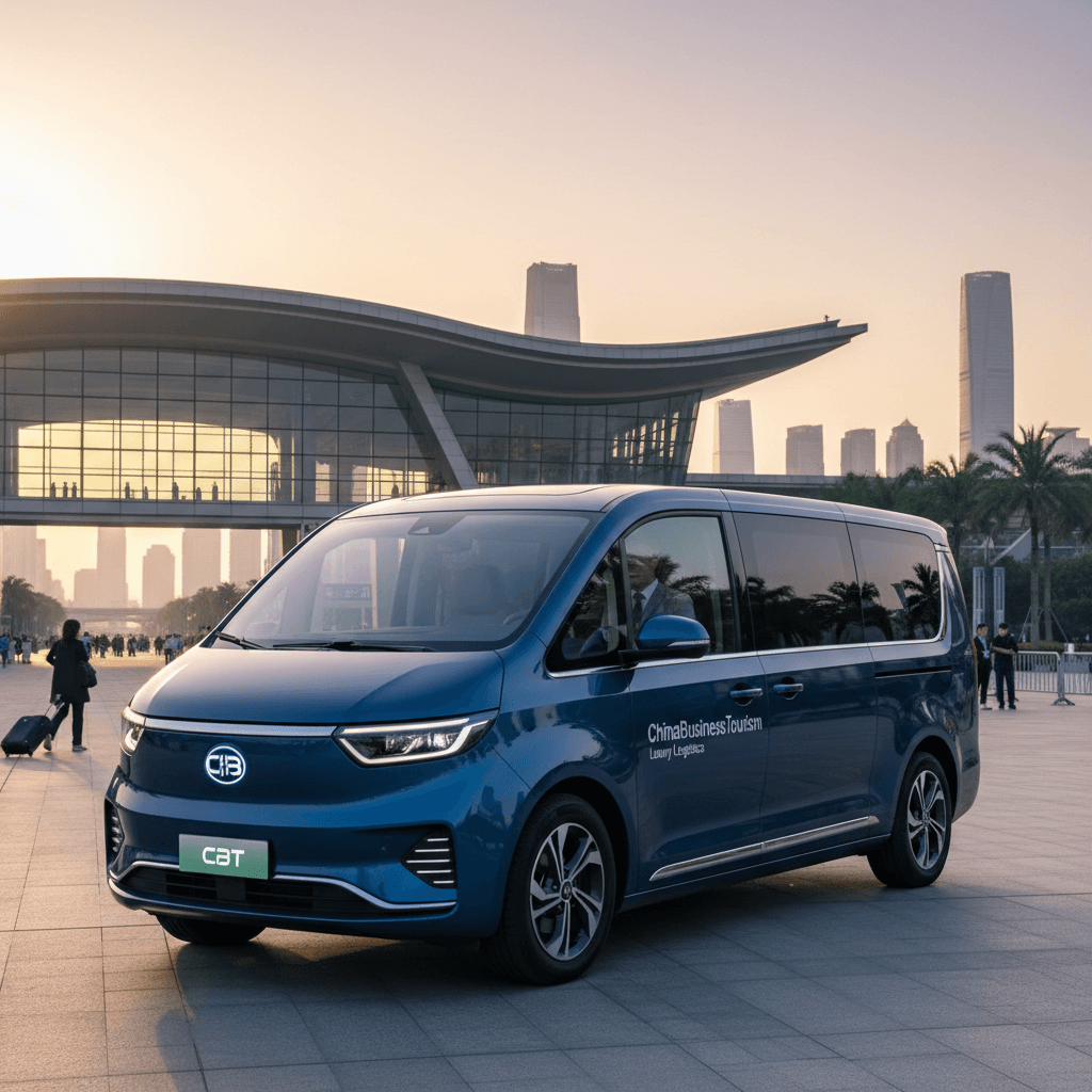 Luxury electric van providing premium airport and fair transportation