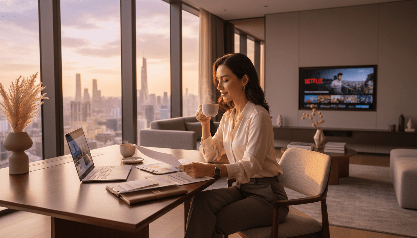 Canadian entrepreneur reviewing sourcing strategy in Guangzhou luxury apartment