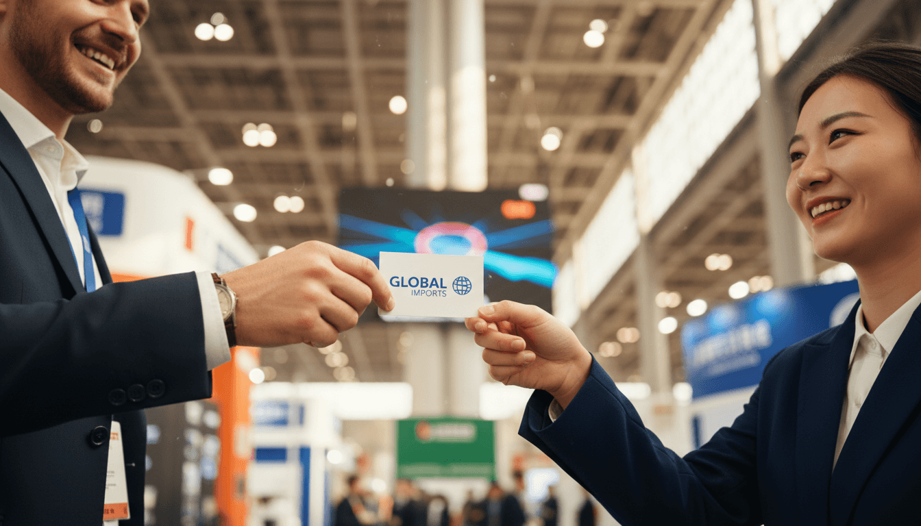 European business founder making direct connection with Chinese manufacturer at Canton Fair